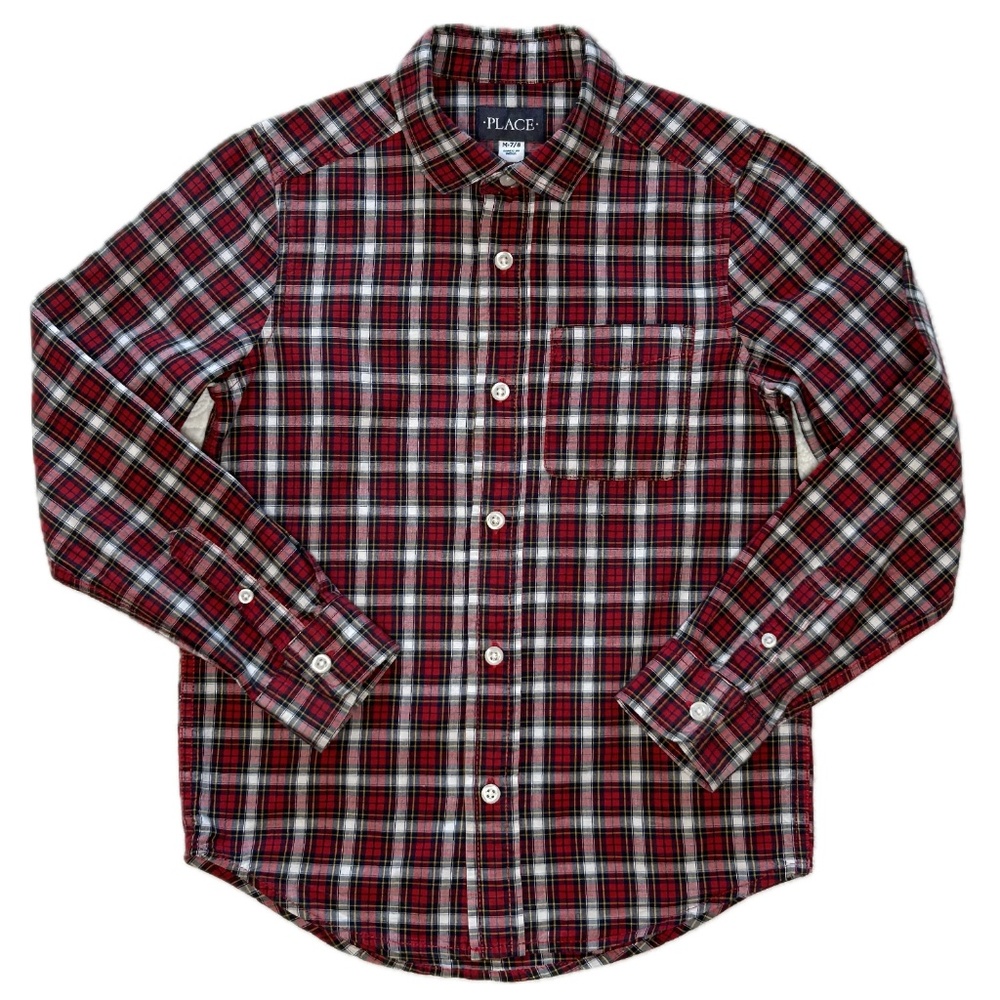 Boy’s TCP Red Plaid Button Down Shirt - M 7/8